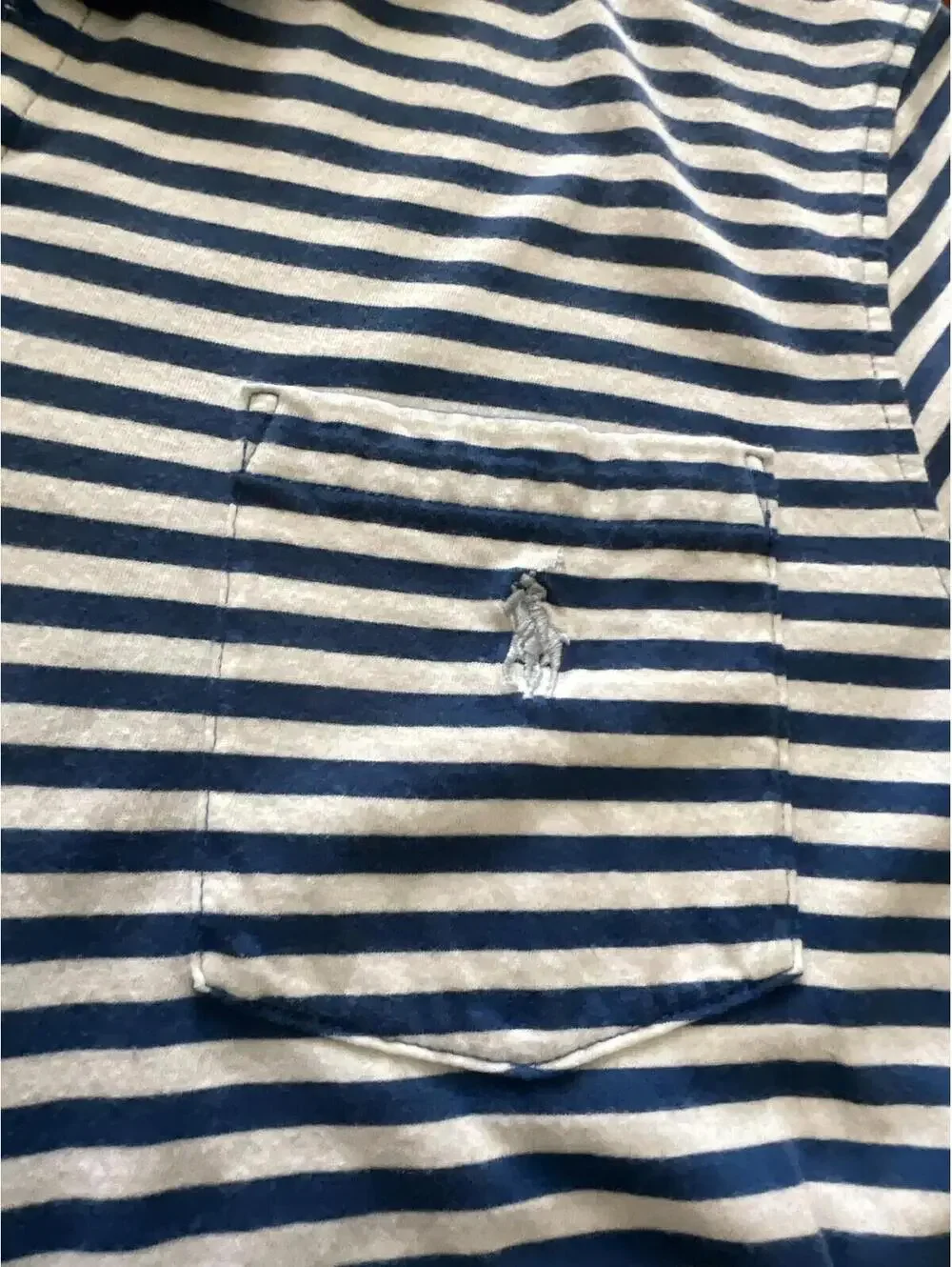 Polo Ralph Lauren Blue White Stripe Short Sleeve L
